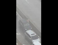 Two guys fight on bridge cause traffic