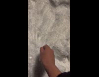 Guy scoops crunchy snows from the ground