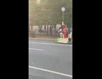 Couple ride rocket astronaut space suit costumes