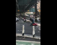 Guy headstand pink toy car street fail 