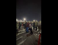 Crowd rides along with mans prank