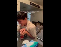 Boy opens soda after mom said no