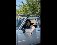 Guy drive car cup holder instead of side mirror