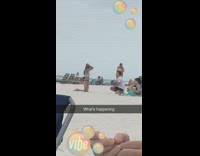 Bikini girl beach people recording freak out 