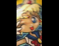 Sailor Moon graffiti wall mural art in bathroom