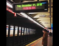 new years eve in subway digital clock