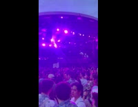 Brown bear mascot at pride rave concert