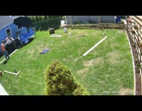 Woman flips over on hammock swing