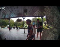 Woman farts at the front porch