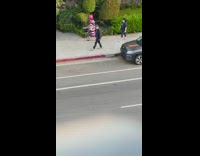 Guy american flag costume walk drums caw 