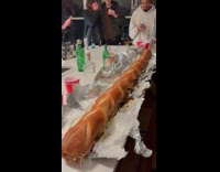 Seven foot long sandwich on the table