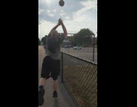 Kid Cheers after Ball Goes Inside Ring