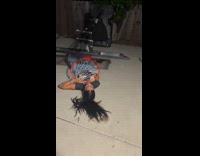 Basketball ring falls off to woman shooting