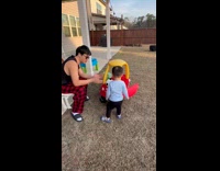 Kid refuses to enter small toy car