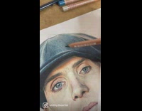 Artist uses color pencils to draw Tommy Shelby 