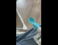 Lady Twists Spoon Lid and Feeds Baby