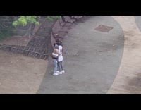 Collab WINY - Guy holds grabs butt statue park rain 