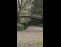 Couple dress and coat dance under bridge park