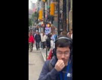 Submitter shows bee swarm on lamp post