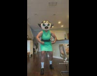 Woman wears buff Buttercup Powerpuff Girls costume