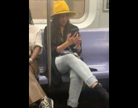 Woman hold wine glass take selfie yellow hat