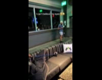 Guy throws golf club ceiling lights