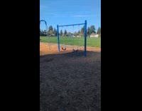 Woman shows swing move alone without wind