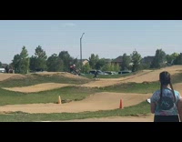 Kid boy falls off bicycle race event 