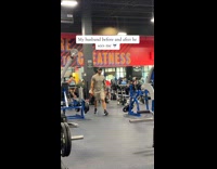 Man smiles after seeing his wife 