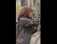 Woman wears mirror shield 