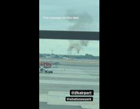 Guy at jfk airport sees fire on runway 