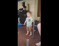 Baby waits for beat to drop 