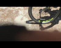 Guy drive bike slope almost hit cameraman