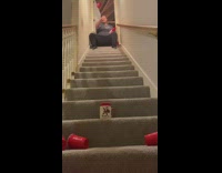 Guy throws red cup into white mug 