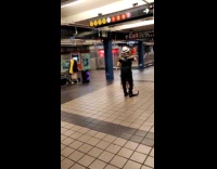 Collab WINY - Man dance control dressed up skeleton subway