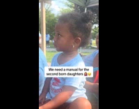 Collab ClipsIG - Little girl white shirt rolls eyes at her mom