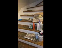 Girl walking up stairs covered in dirt 