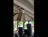 Man shows ceiling fan blades looks withered
