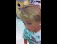 Little boy tired of running errands dad