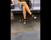 Collab Subway Creatures - Guy sit crossed leg shoes off subway