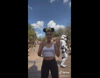 Collab VIBES - Stormtrooper Disneyland girl tiktok dance gold bow 