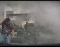 Man rides hauler sprayed by fire extinguisher