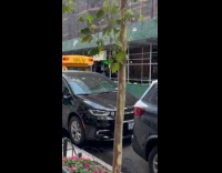 School buses backing up because of ambulance 