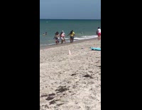 Three couple choreographed dance with partner beach