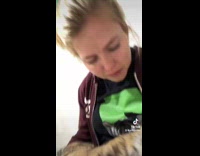 Collab BitchIG2 - Baby tiger sitting in girls lap growls when she does 