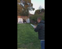 Batter Gets Hit Head By Potato Gun, Falls Down