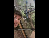 Marmoset monkey shocked by guys face 