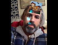 Guy recycle bin picture on forehead