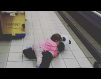 Toddler girl falls with panda toy 