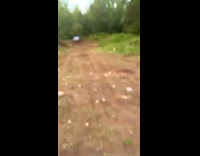 Old car goes up hill and jumps 